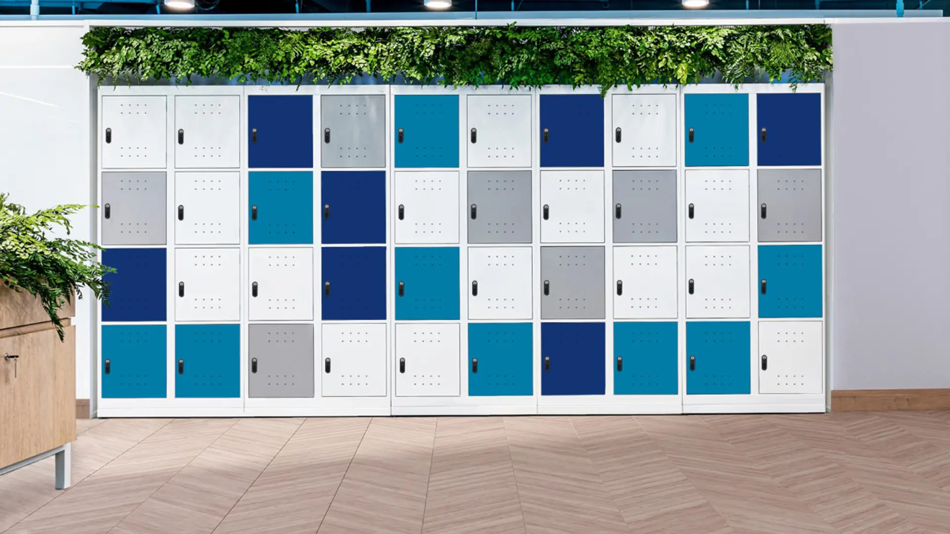 Guarda-volumes em tons de azul e cinza, Linha Multi